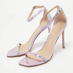 Stuart Weitzman Purple Iridescent Leather Ankle Strap Sandals Size 39