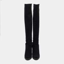 Stuart Weitzman Black Fabric and Suede Knee Length Boots Size 38