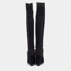 Stuart Weitzman Black Fabric and Suede Knee Length Boots Size 38