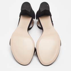 Pre Owned Stuart Weitzman Black Suede Nearlynude Lucite Ankle Strap Sandals 39