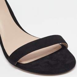 Pre Owned Stuart Weitzman Black Suede Nearlynude Lucite Ankle Strap Sandals 39