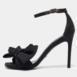 Stuart Weitzman Black Glitter Nudist Ankle Strap Sandals Size 38