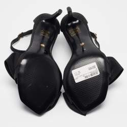 Stuart Weitzman Black Glitter Nudist Ankle Strap Sandals Size 38