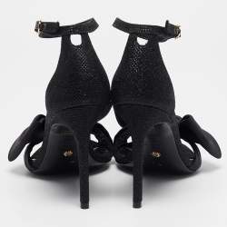 Stuart Weitzman Black Glitter Nudist Ankle Strap Sandals Size 38