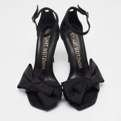 Stuart Weitzman Black Glitter Nudist Ankle Strap Sandals Size 38
