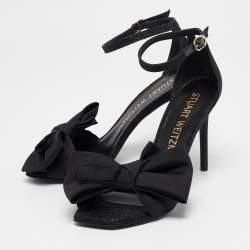 Stuart Weitzman Black Glitter Nudist Ankle Strap Sandals Size 38