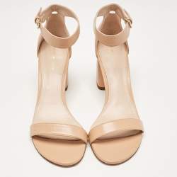 Stuart Weitzman Beige Leather Ankle Strap Sandals Size 40