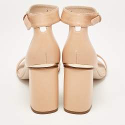 Stuart Weitzman Beige Leather Ankle Strap Sandals Size 40