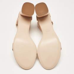 Stuart Weitzman Beige Leather Ankle Strap Sandals Size 40