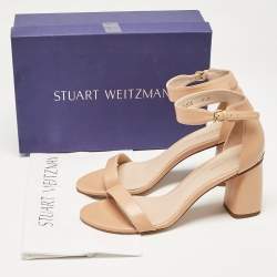 Stuart Weitzman Beige Leather Ankle Strap Sandals Size 40