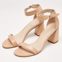 Stuart Weitzman Beige Leather Ankle Strap Sandals Size 40
