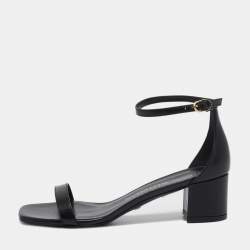 Stuart Weitzman Black Leather Simplecurve Sandals Size 39