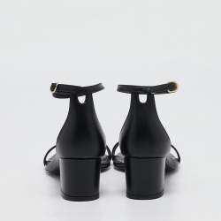 Stuart Weitzman Black Leather Simplecurve Sandals Size 39