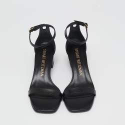 Stuart Weitzman Black Leather Simplecurve Sandals Size 39