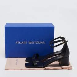 Stuart Weitzman Black Leather Simplecurve Sandals Size 39