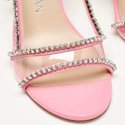 Stuart Weitzman Pink Leather and PVC Mondrian Glam Sandals Size 39