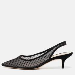 Stuart Weitzman Black Mesh and Suede Pointed Toe Slingback Pumps Size 39