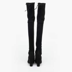 Pre Owned Stuart Weitzman Black Suede Highland Over The Knee Boots Size 37.5