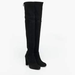 Pre Owned Stuart Weitzman Black Suede Highland Over The Knee Boots Size 37.5