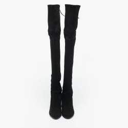 Pre Owned Stuart Weitzman Black Suede Highland Over The Knee Boots Size 37.5