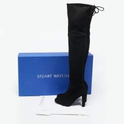 Pre Owned Stuart Weitzman Black Suede Highland Over The Knee Boots Size 37.5