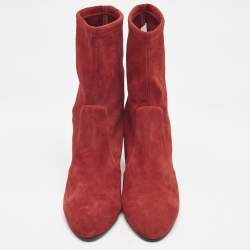 Stuart Weitzman Red Suede Yuliana Ankle Boots Size 39.5