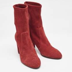 Stuart Weitzman Red Suede Yuliana Ankle Boots Size 39.5