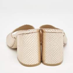 Stuart Weitzman Gold Snakeskin Embossed Leather Slide Sandals Size 38.5