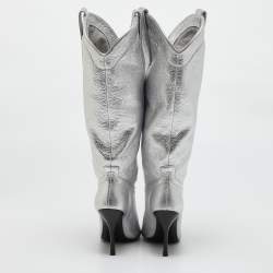 Stuart Weitzman Silver Leather Knee Length Boots Size 36