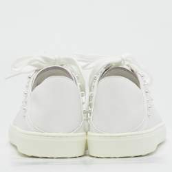Stuart Weitzman White Leather Pearlstud Convertible Sneakers Size 39.5
