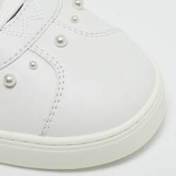 Stuart Weitzman White Leather Pearlstud Convertible Sneakers Size 39.5