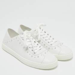 Stuart Weitzman White Leather Pearlstud Convertible Sneakers Size 39.5