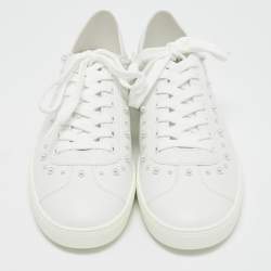 Stuart Weitzman White Leather Pearlstud Convertible Sneakers Size 39.5