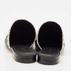 Stuart Weitzman Black/White Woven Leather Indiana Flat Mules Size 36