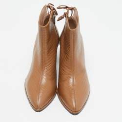 Stuart Weitzman Brown Croc Embossed Leather Ankle Length Boots Size 37.5