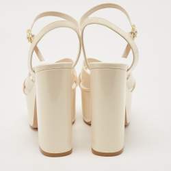 Stuart Weitzman Cream Patent Leather Miami Platform Sandals Size 37.5