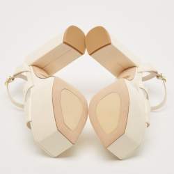 Stuart Weitzman Cream Patent Leather Miami Platform Sandals Size 37.5