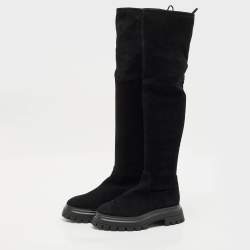 Stuart Weitzman Black Suede Bedforland Over The Knee Boots Size 38.5