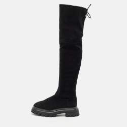 Stuart Weitzman Black Suede Bedforland Over The Knee Boots Size 38.5