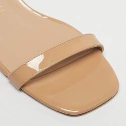 Pre Owned Stuart Weitzman Beige Leather Bambina Block Heel Ankle Strap Sandals Size 40