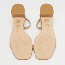 Pre Owned Stuart Weitzman Beige Leather Bambina Block Heel Ankle Strap Sandals Size 40