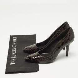 مملوكة مسبقًا حذاء كعب عالي ستيوارت وايتزمان جلد أسود مقدمة مدببة مقاس 38.5