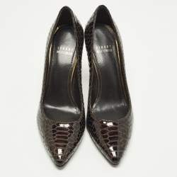 مملوكة مسبقًا حذاء كعب عالي ستيوارت وايتزمان جلد أسود مقدمة مدببة مقاس 38.5