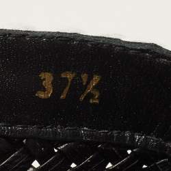 Pre Owned Stuart Weitzman Indiana Size 37.5 Black/White Woven Leather Mules