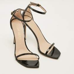 Pre Owned Stuart Weitzman Nudistcurve Size 42 Black Patent Leather Ankle Strap Sandals