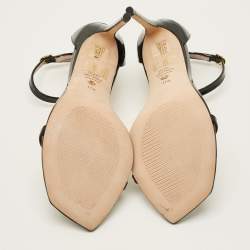 Pre Owned Stuart Weitzman Nudistcurve Size 42 Black Patent Leather Ankle Strap Sandals