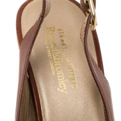 Stuart Weitzman for Russell & Bromley Brown Leather Cork Wedge Platform Slingback Sandals Size 38