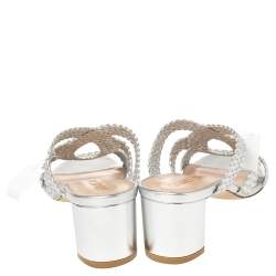 Pre Owned صندل ستيوارت وايتزمان ذا ساريتا جلد فضي مقاس 37.5