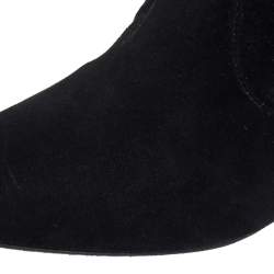 Pre Owned Stuart Weitzman Black Suede Leather Highland Over The Knee Boots Size 39.5