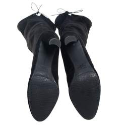Pre Owned Stuart Weitzman Black Suede Leather Highland Over The Knee Boots Size 39.5